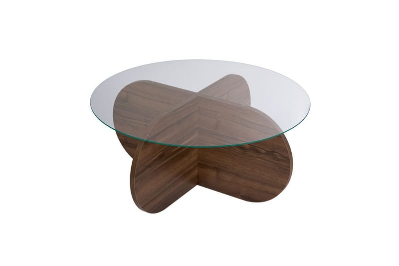 Sofabord Aeris 75 cm med Glassplate - Valnøtt / Transparent - Møbler - Bord - Sofabord & salongbord