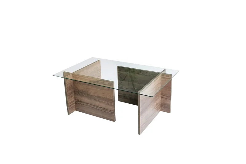 Almasi Rektangulært Sofabord 105x40x105 cm - Brun / Valnøtt / Glass - Møbler - Bord - Sofabord & salongbord