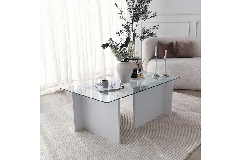 Almasi Sofabord 105x40x105 cm - Hvit - Møbler - Bord - Sofabord & salongbord