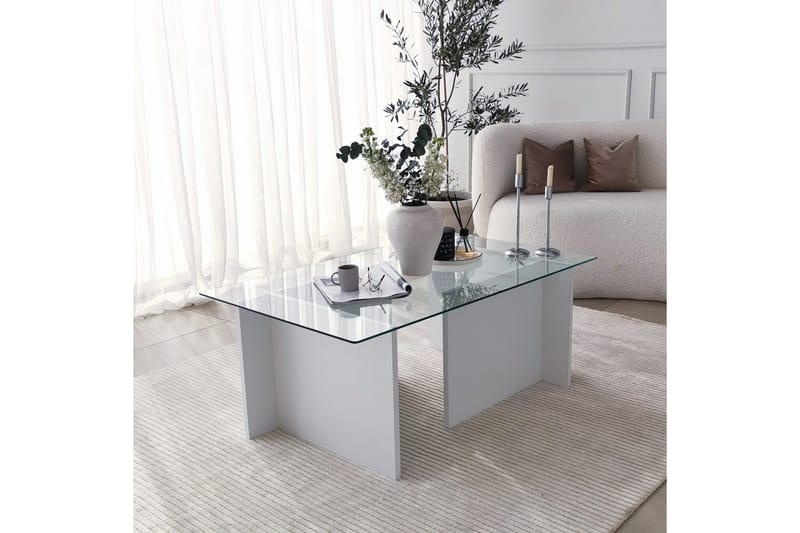 Almasi Sofabord 105x40x105 cm - Hvit - Møbler - Bord - Sofabord & salongbord