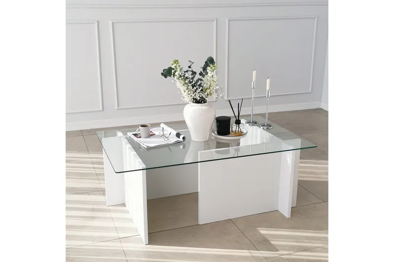 Almasi Sofabord 105x40x105 cm - Hvit - Møbler - Bord - Sofabord & salongbord