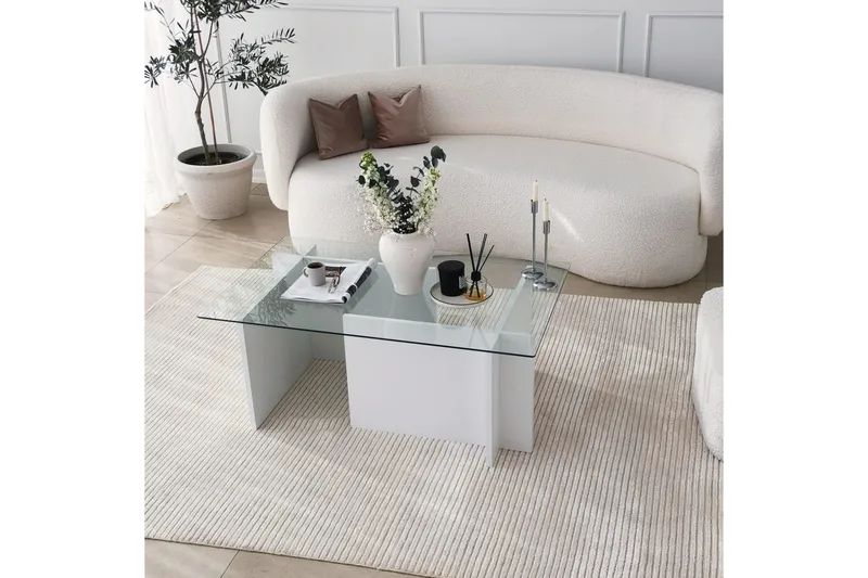 Almasi Sofabord 105x40x105 cm - Hvit - Møbler - Bord - Sofabord & salongbord