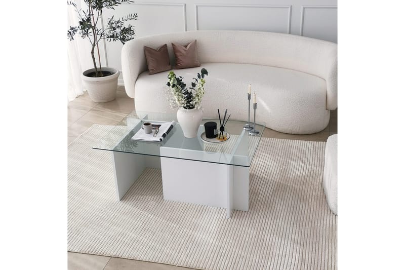 Almasi Sofabord 105x40x105 cm - Hvit - Møbler - Bord - Sofabord & salongbord