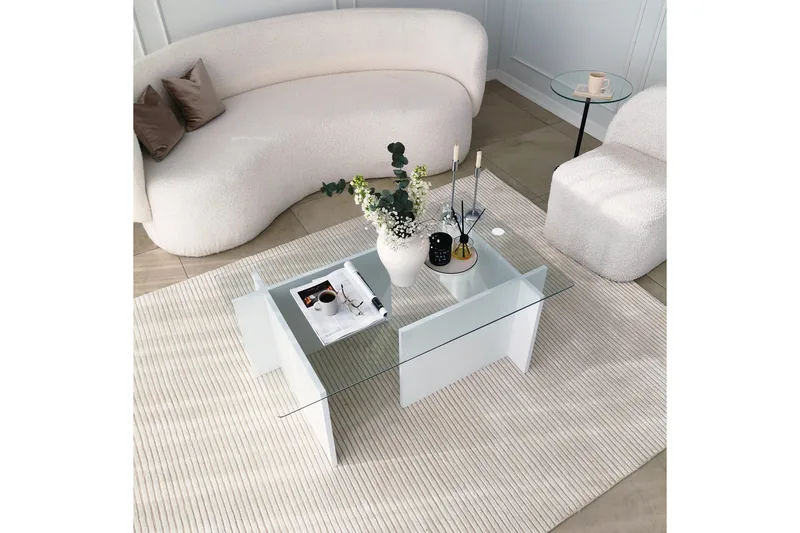 Almasi Sofabord 105x40x105 cm - Hvit - Møbler - Bord - Sofabord & salongbord