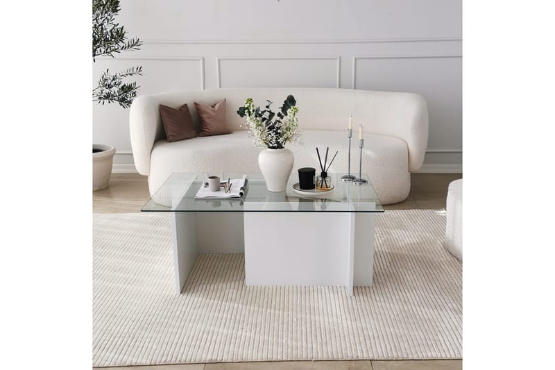 Almasi Sofabord 105x40x105 cm - Hvit - Møbler - Bord - Sofabord & salongbord