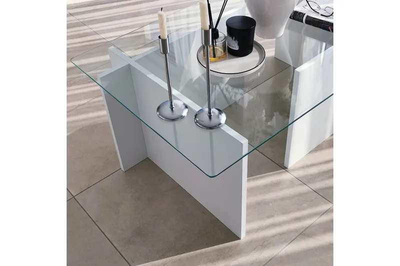 Almasi Sofabord 105x40x105 cm - Hvit - Møbler - Bord - Sofabord & salongbord