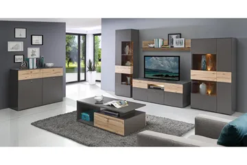 Ameysford Sofabord 120 cm med Oppbevaringshylle + Skuff - Grå/Brun - Møbler - Bord - Sofabord & salongbord - Sofabord med oppbevaring