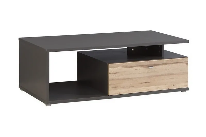 Ameysford Sofabord 120 cm med Oppbevaringshylle + Skuff, Grå/Brun