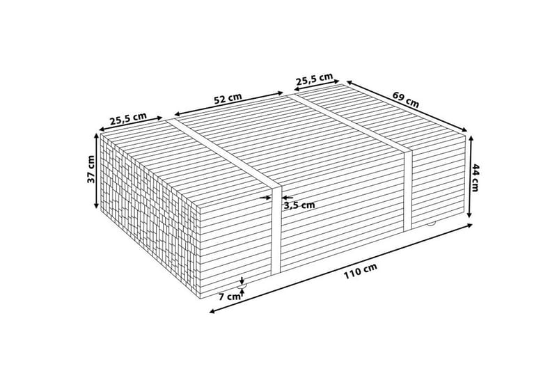 Amlin Sofabord 110 cm på Hjul - Brun/Svart - Møbler - Bord - Sofabord & salongbord