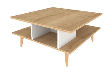 Andifli 89 cm Firkantet Sofabord med Hyller i Eik - Beige - Møbler - Bord - Sofabord & salongbord