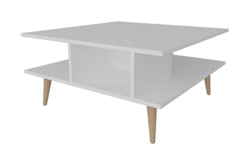Andifli 89 cm Rektangulært Sofabord med Hyller i Malt Tre - Hvit - Møbler - Bord - Sofabord & salongbord