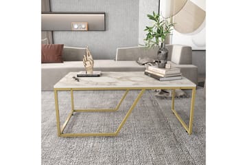 Andifli Rektangulært Sofabord 120 cm i Tre med Geometrisk Understell - Hvit - Møbler - Bord - Sofabord & salongbord