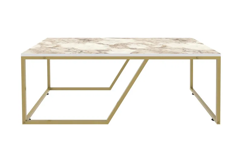 Andifli Rektangulært Sofabord 120 cm i Tre med Geometrisk Understell, Hvit