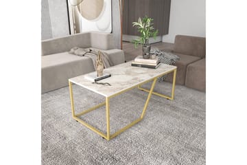 Andifli Rektangulært Sofabord 120 cm i Tre med Geometrisk Understell - Hvit - Møbler - Bord - Sofabord & salongbord
