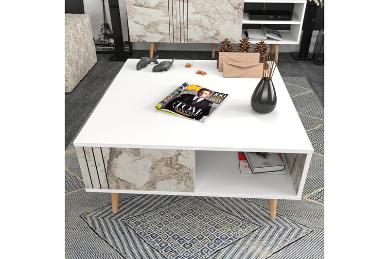 Andifli Sofabord 89,6x46,5x89,6 cm - Hvit - Møbler - Bord - Sofabord & salongbord