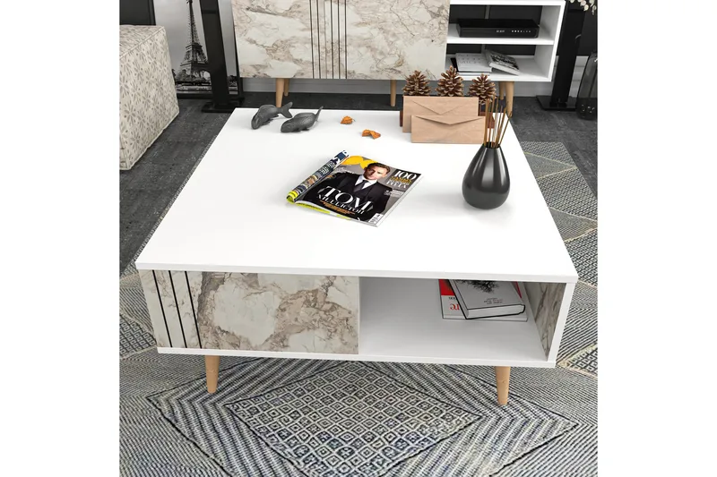 Andifli Sofabord 89,6x46,5x89,6 cm - Hvit - Møbler - Bord - Sofabord & salongbord