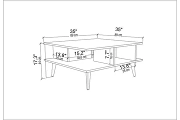 Andifli Sofabord 89x44x89 cm - Hvit - Møbler - Bord - Sofabord & salongbord
