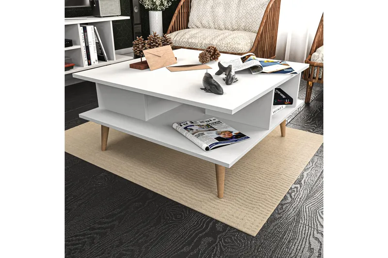 Andifli Sofabord 89x44x89 cm - Hvit - Møbler - Bord - Sofabord & salongbord