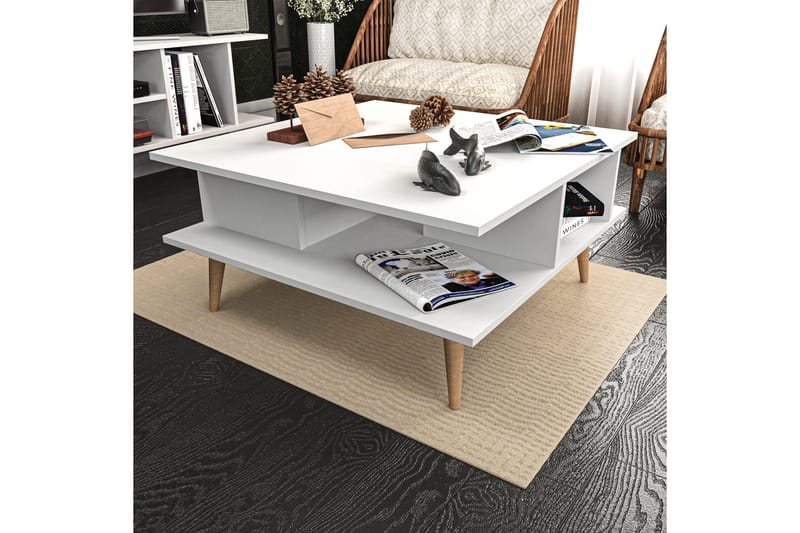 Andifli Sofabord 89x44x89 cm - Hvit - Møbler - Bord - Sofabord & salongbord