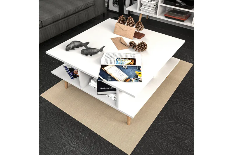 Andifli Sofabord 89x44x89 cm - Hvit - Møbler - Bord - Sofabord & salongbord