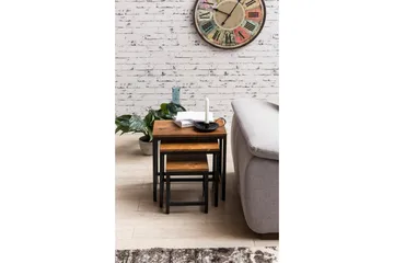 Aranza Settbord 45 cm 3 Bord - Massivt Tre/Svart - Møbler - Bord - Sofabord & salongbord