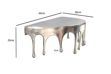 Arvik vegghylle 60 cm i aluminium med dråpedesign - sølv - Møbler - Bord - Sofabord & salongbord - Sofabord med oppbevaring