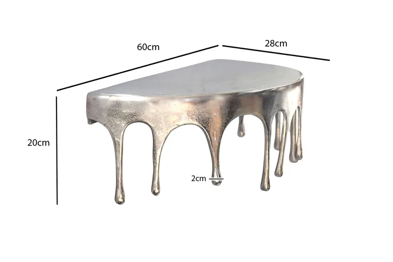 Arvik vegghylle 60 cm i aluminium med dråpedesign - sølv - Møbler - Bord - Sofabord & salongbord - Sofabord med oppbevaring