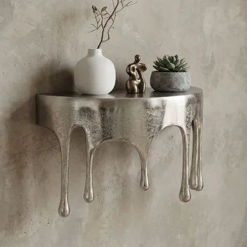 Arvik vegghylle 60 cm i aluminium med dråpedesign - sølv - Møbler - Bord - Sofabord & salongbord - Sofabord med oppbevaring