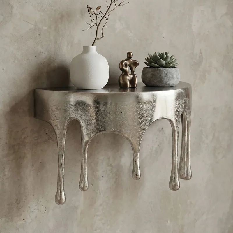 Arvik vegghylle 60 cm i aluminium med dråpedesign - sølv - Møbler - Bord - Sofabord & salongbord - Sofabord med oppbevaring