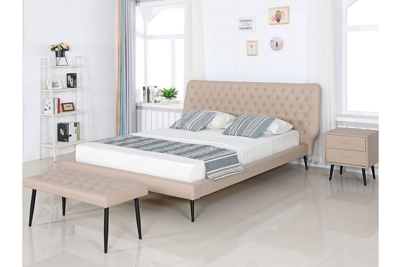 Sofabord Arvinne 48 cm - Beige/Kunstskinn - Sofabord & salongbord