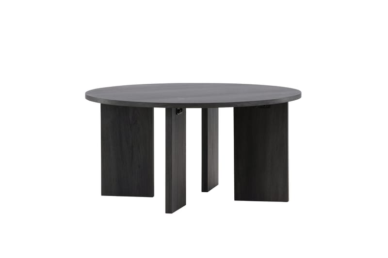Askerön Rundt Sofabord 80 cm med Planke-ben i Tre - Sort - Møbler - Bord - Sofabord & salongbord