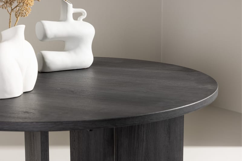 Askerön Rundt Sofabord 80 cm med Planke-ben i Tre - Sort - Møbler - Bord - Sofabord & salongbord