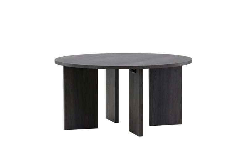 Askerön Rundt Sofabord 80 cm med Planke-ben i Tre - Sort - Møbler - Bord - Sofabord & salongbord