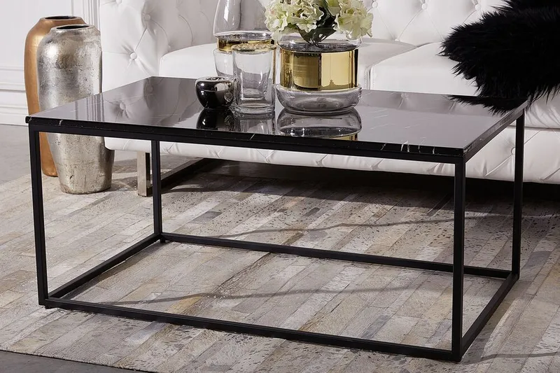 Barreras Sofabord 100 cm Marmormønster - Svart - Møbler - Bord - Sofabord & salongbord