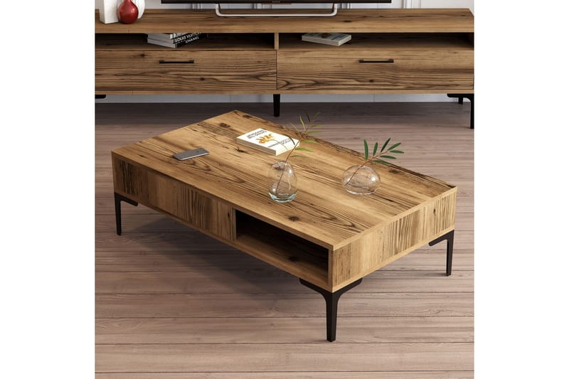 Bauksa Sofabord 105x32,6x105 cm - Brun - Møbler - Bord - Sofabord & salongbord