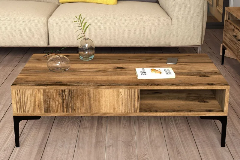 Bauksa Sofabord 105x32,6x105 cm - Brun - Møbler - Bord - Sofabord & salongbord