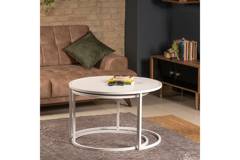 Bazra Settbord - Hvit - Møbler - Bord - Sofabord & salongbord