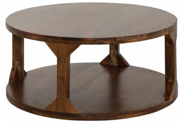 Beetham Sofabord 60 cm Rundt med Oppbevaring Hylle - MangoTre/Brun - Møbler - Bord - Sofabord & salongbord - Sofabord med oppbevaring