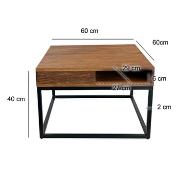 Beleri sofabord 60 cm kvadratisk - Varm brun og svart - Møbler - Bord - Sofabord & salongbord - Sofabord med oppbevaring