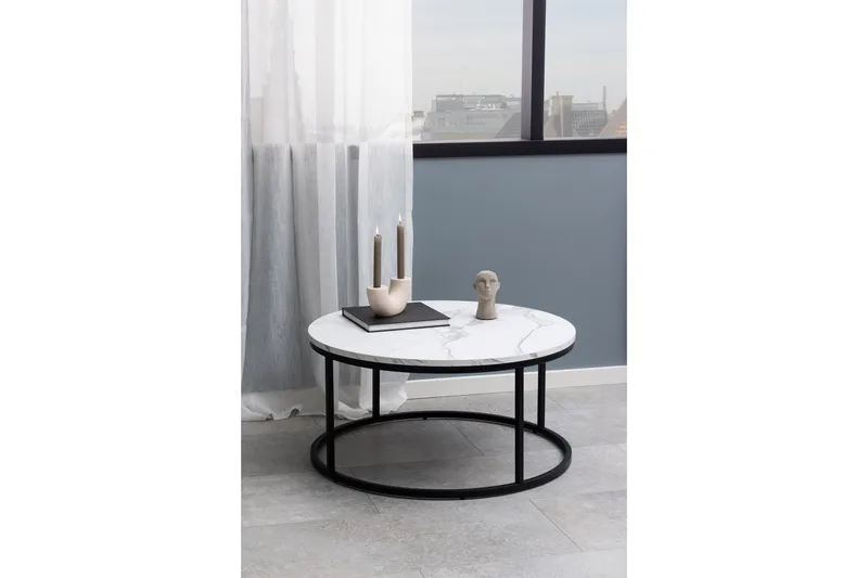 Belgrat Sofabord 80 cm Rund - Hvid - Møbler - Bord - Sofabord & salongbord