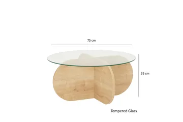 Bengul 75 cm Rundt Salongbord i Glass med Understell i Tre - Klar - Møbler - Bord - Sofabord & salongbord