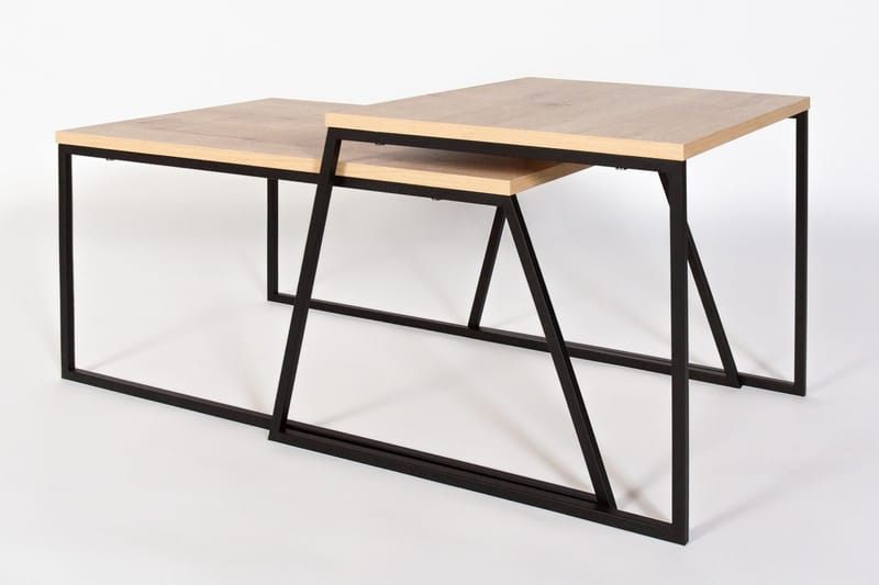Bodsjö Rektangulært Settbord 88 cm i Tre med Metallstativ - Brun|Svart - Møbler - Bord - Sofabord & salongbord