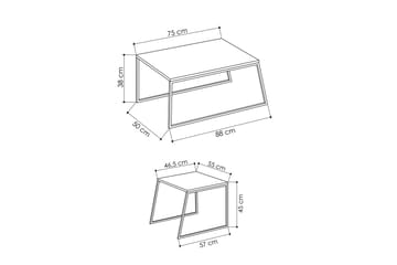 Bodsjö Rektangulært Settbord 88 cm i Tre med Metallstativ - Brun|Svart - Møbler - Bord - Sofabord & salongbord