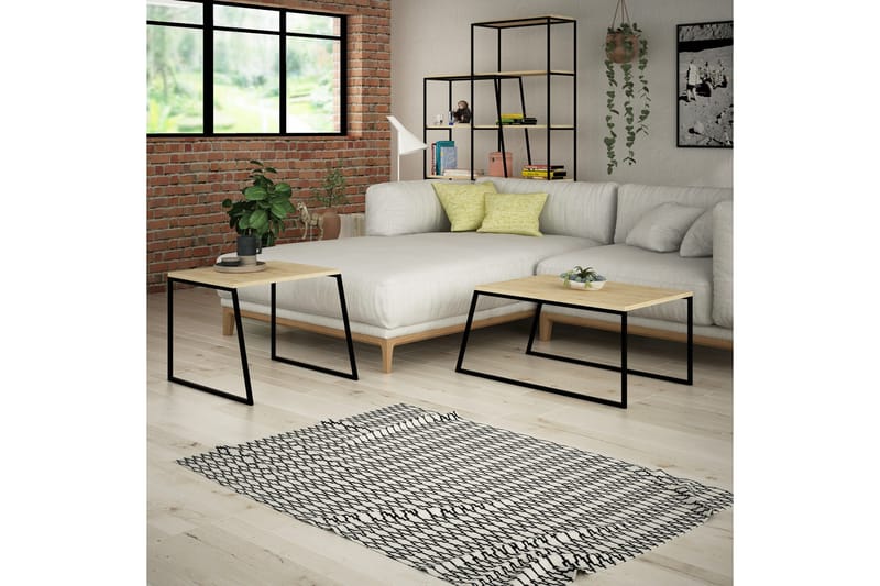 Bodsjö Rektangulært Settbord 88 cm i Tre med Metallstativ - Brun|Svart - Møbler - Bord - Sofabord & salongbord
