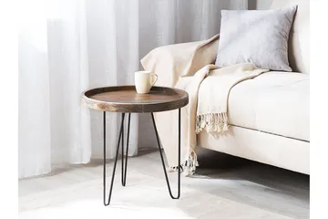 Bondiss 45 cm Rundt Sofabord med Hårnålsben i Teak - Brun - Møbler - Bord - Sofabord & salongbord