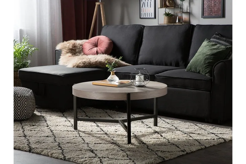 Boneti Sofabord 80 cm Rundt, Brungrå/Svart