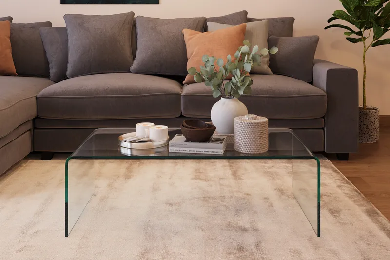 Bonisiolo Rektangulært Sofabord 110x55 cm i Bøyd Glass - Gjennomsiktig - Møbler - Bord - Sofabord & salongbord