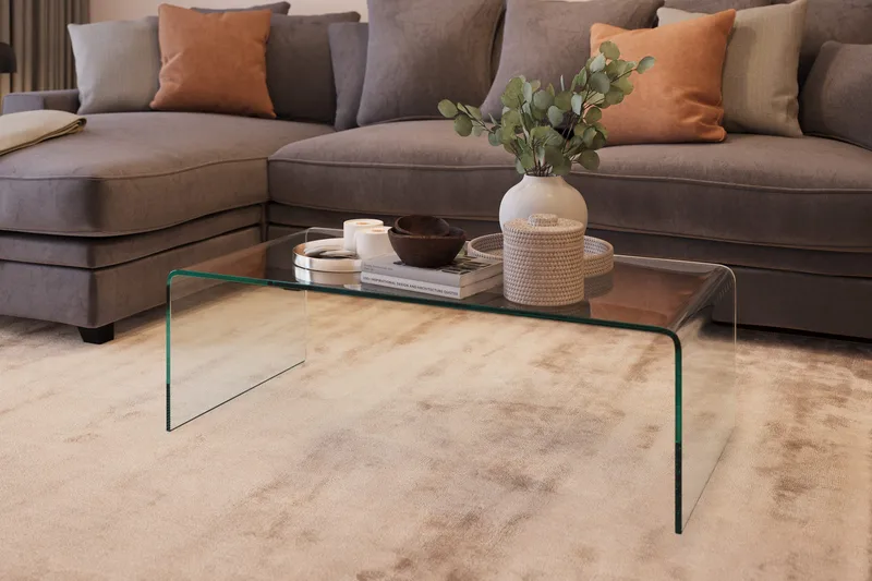 Bonisiolo Rektangulært Sofabord 110x55 cm i Bøyd Glass - Gjennomsiktig - Møbler - Bord - Sofabord & salongbord