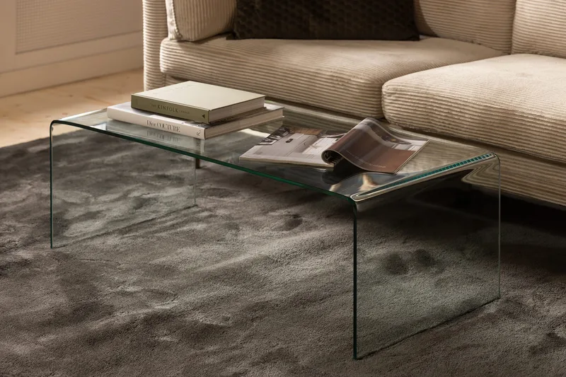 Bonisiolo Rektangulært Sofabord 110x55 cm i Bøyd Glass - Gjennomsiktig - Møbler - Bord - Sofabord & salongbord