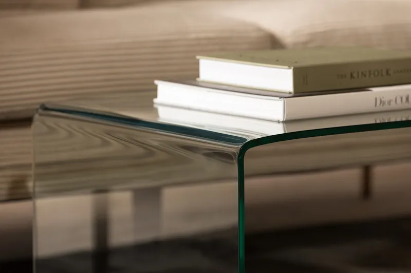 Bonisiolo Rektangulært Sofabord 110x55 cm i Bøyd Glass - Gjennomsiktig - Møbler - Bord - Sofabord & salongbord